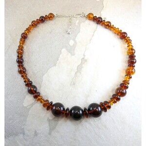 Jay King Baltic Amber Sterling Silver Graduated Beaded Necklace 18"
